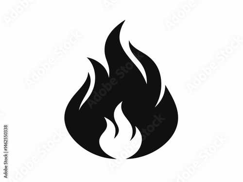 Fire icon vector, Fire flame icon silhouette