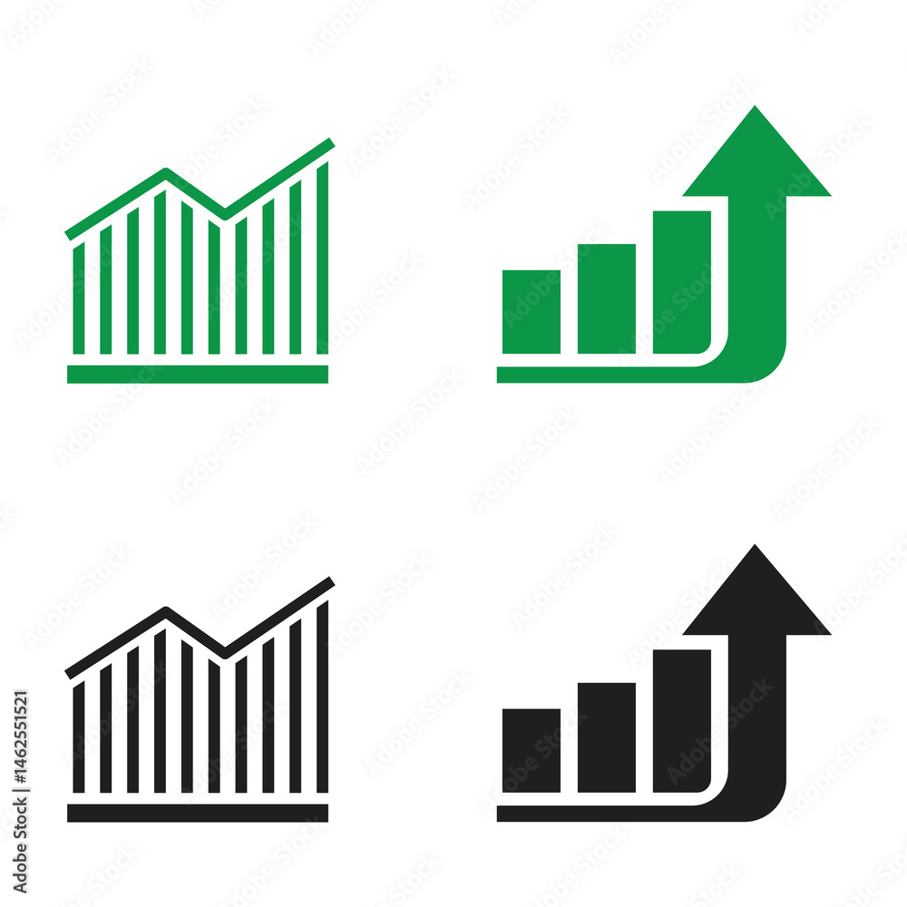 Growing bar icon set. Business graphs and charts icon Growing bar icon set. Business graphs and charts icon