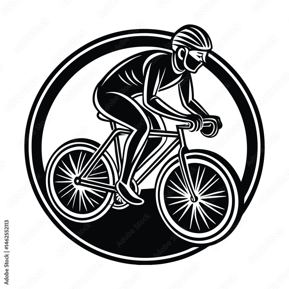 Naklejka premium a cyclist on bike vector art silhouette