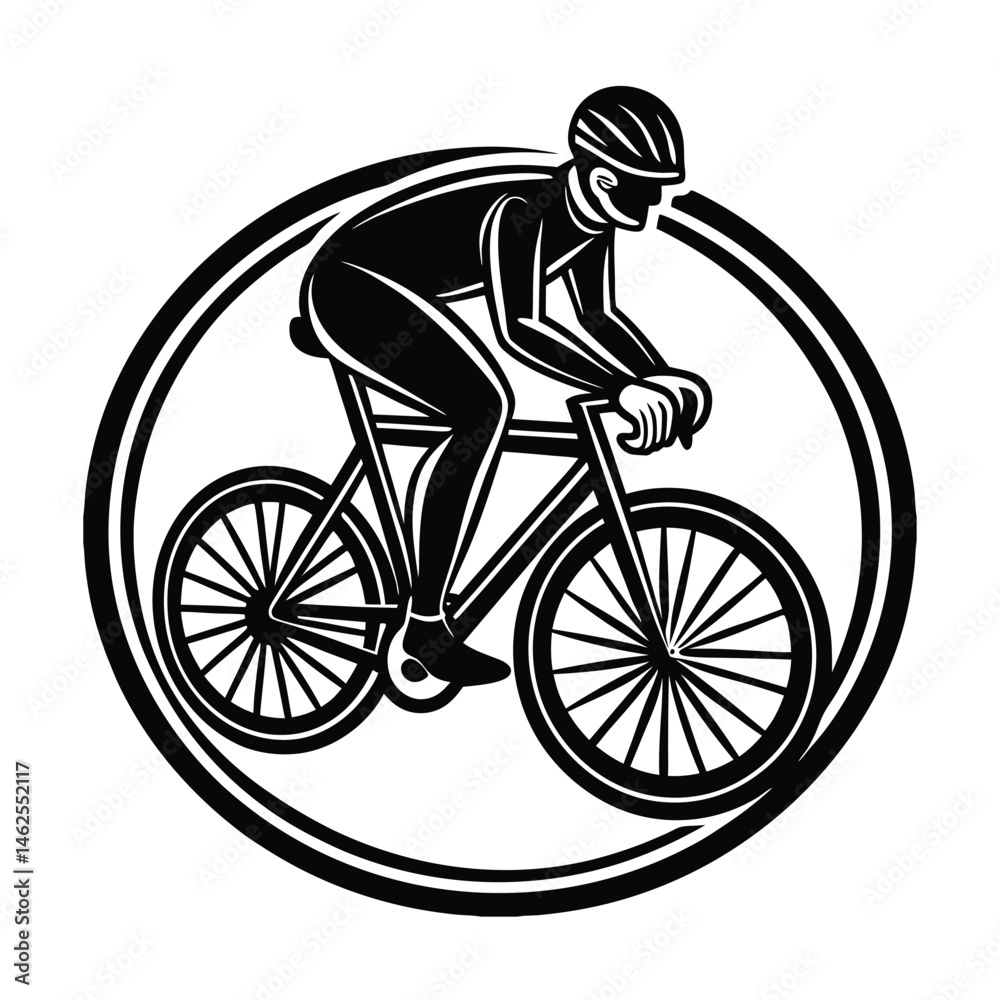 Naklejka premium a cyclist on bike vector art silhouette
