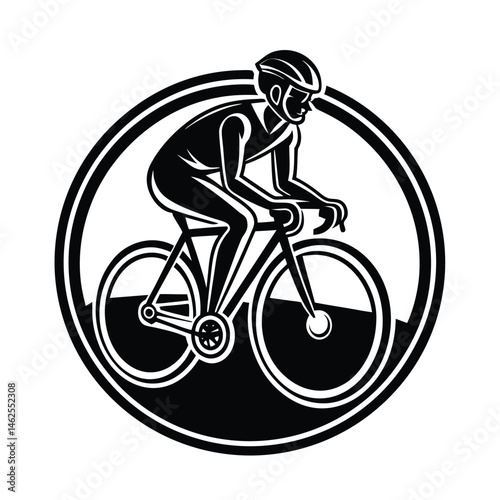 a cyclist on bike vector art silhouette