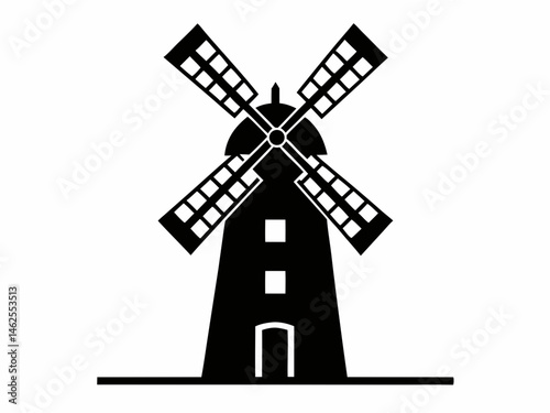 Windmill icon, Windmill turbine silhouette vector, turbine illustration