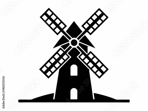 Windmill icon, Windmill turbine silhouette vector, turbine illustration