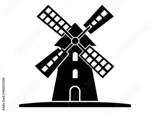 Windmill icon, Windmill turbine silhouette vector, turbine illustration