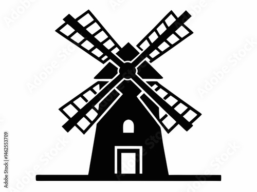 Windmill icon, Windmill turbine silhouette vector, turbine illustration