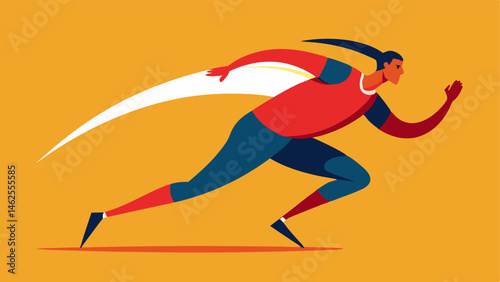 Running Blade A sprinter using a curved running blade sprinting on a track with a focused expression and the wind catching their athletic wear.