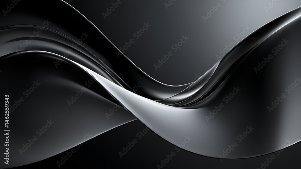 Fototapeta premium Smooth black and grey gradient with metallic highlights