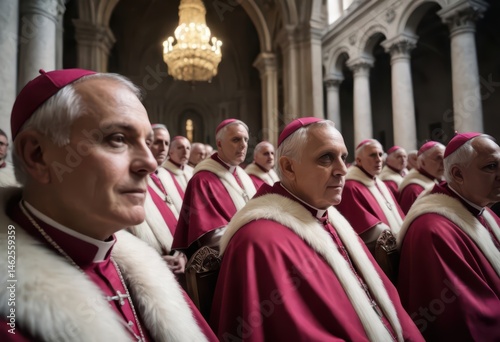 cardinals and bishops during the conclave, electing the new pope, habemus papam photo