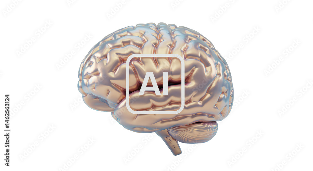 Fototapeta premium Isolated Artificial Intelligence Brain with AI Logo