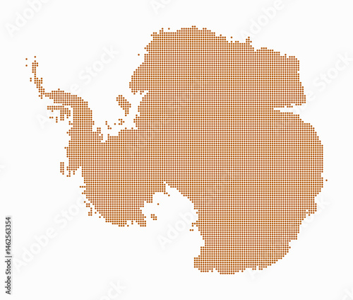 Antarctica dotted map. Digital style map of the country on white background. Antarctica shape with circle dots. Colored dots style. Small size circles. Simple vector illustration.