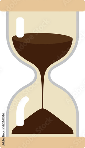 Hourglass with flowing brown sand measuring time in simple vector illustration 