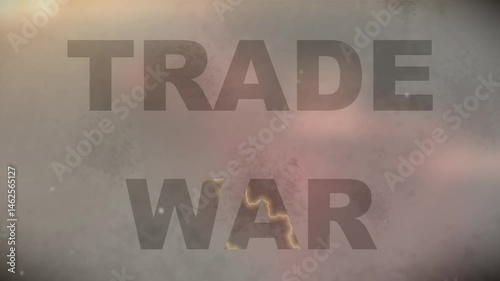 Trade War Heading with Electric Current Effect and Light Leaks against Grey Textured Background