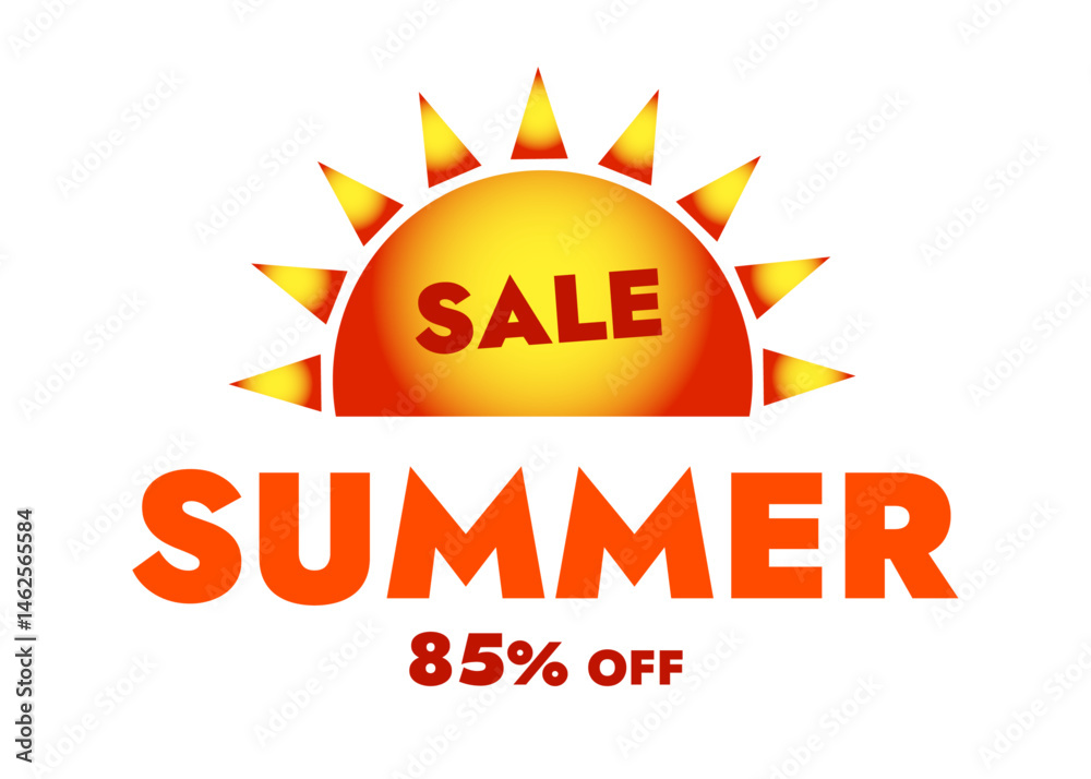 Fototapeta premium banner sticker summer sale with hot red sun