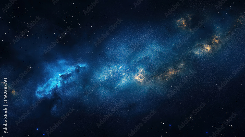 Fototapeta premium Dark blue sky dotted with countless stars, creating a serene and expansive cosmic view