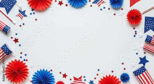 Happy 4th of July - Independence Day. Fourth of July lettering card. Fourth of July Greeting Card with Fireworks. Wallpaper. Background