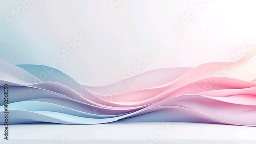 Soft Abstract Background in Pink and Blue Pastel Waves