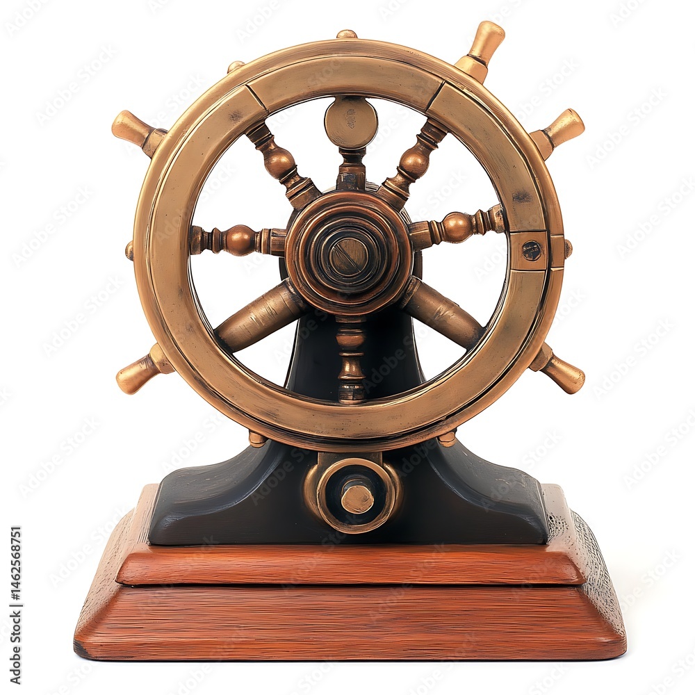 Obraz premium Antique Brass Ship Wheel Decor.