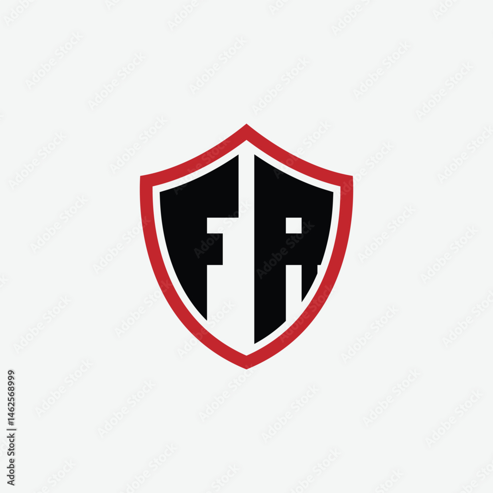 Obraz premium 652 shield logo shape letter alphabet educational learning F R