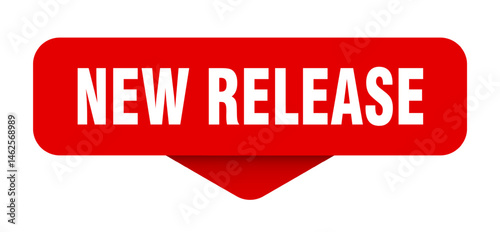 new release sticker. new release sign on transparent background