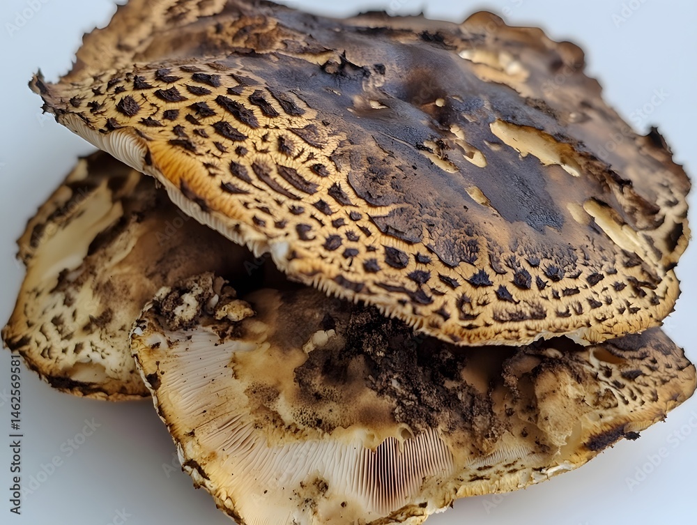 Obraz premium Closeup of Brown and Beige Mushrooms with Detailed Texture