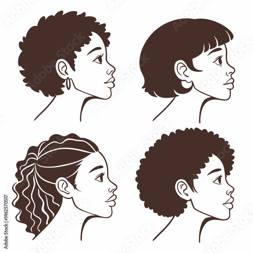 Hair Types in Minimalist Icons