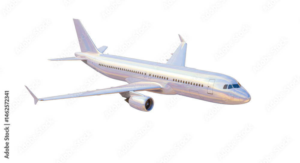Isolated Holographic Commercial Airplane Isolated Holographic Commercial Airplane