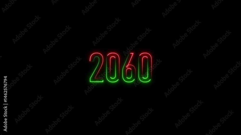 Abstract 2060 neon text animation ,two rainbow color neon . with black background.. Abstract 2060 neon text animation ,two rainbow color neon . with black background..