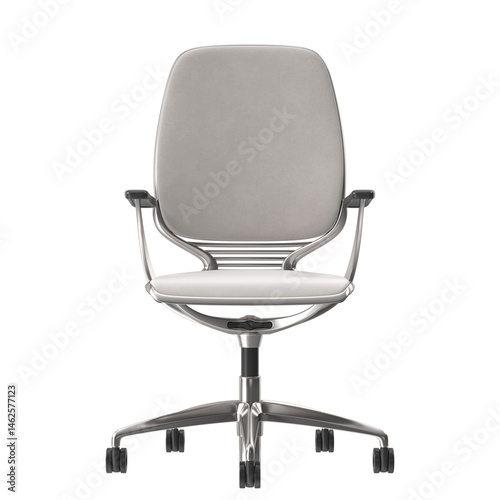 light grey office chair front view isolated.