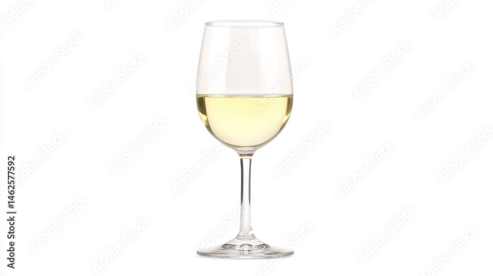 Single champagne flute with white wine on white Single champagne flute with white wine on white