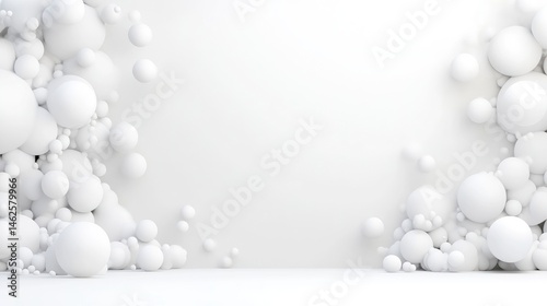 Abstract white spheres on a plain background