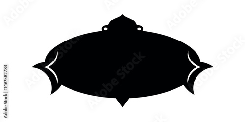 Elegant Cartouche Element in Black Vector Silhouette