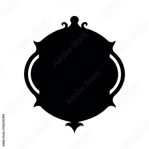 Egyptian Cartouche Symbol in Black Vector Silhouette