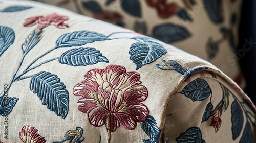 Floral Embroidered Fabric Upholstery