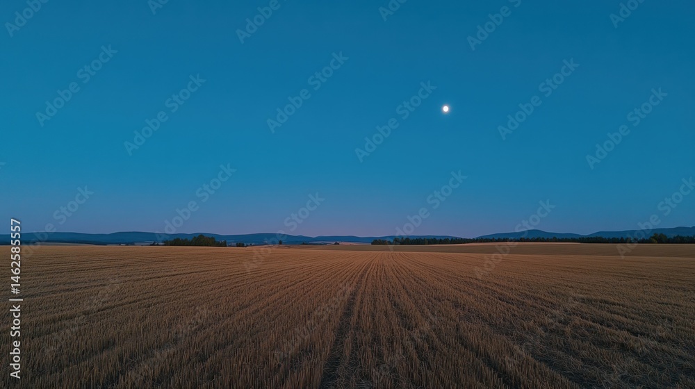 Fototapeta premium Tranquil Night in the Golden Fields Under a Pale Moon