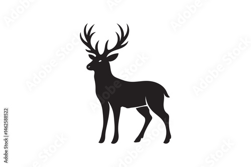 Deer silhouette on white background.