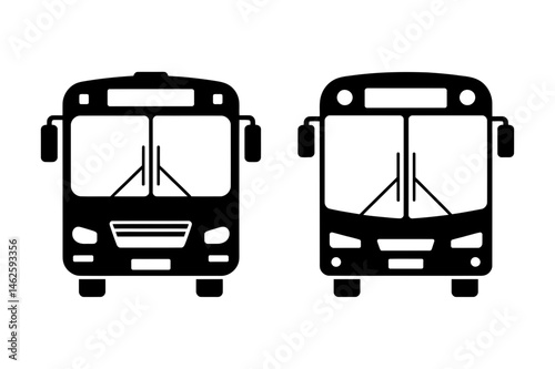 Black and white bus transportation vehicle front view