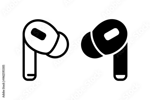 Wireless earbuds pro vector icon black and white