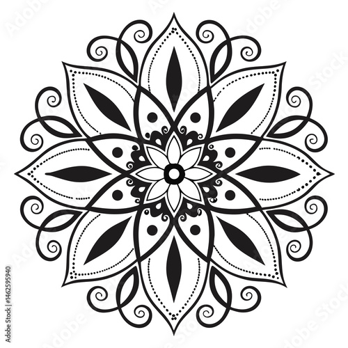 black and white floral ornament
