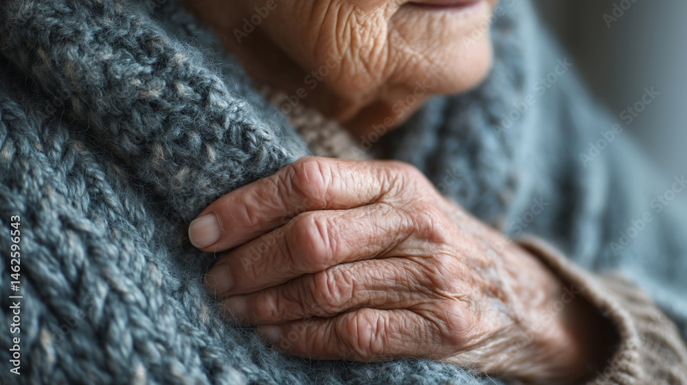 Fototapeta premium Heartfelt bond between caregiver and elderly in home care