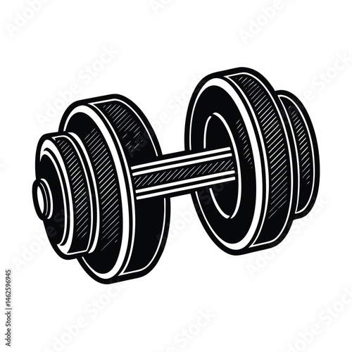 a dumbbell icon gym exercises vector art silhouette