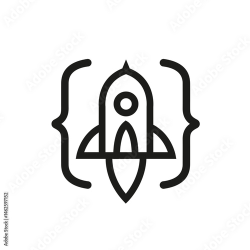 Minimal Code Rocket Logo Startup Vector Design Symbol