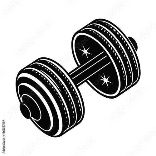 a dumbbell icon gym exercises vector art silhouette
