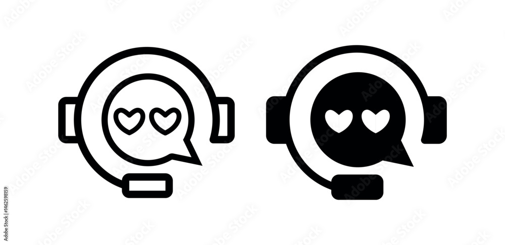Naklejka premium live chat icon set. customer support and service symbol. call center headset with speech bubble sign for hotline, assistance, customer service, call center, technical support. live chat png and vector