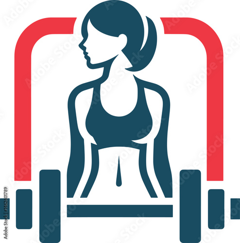 Dumbbell press by a female in athletic stance.