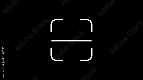 QR code scanner animation. Scanner icon animation isolated on black background. QR code scanner with light beams or digital lines.