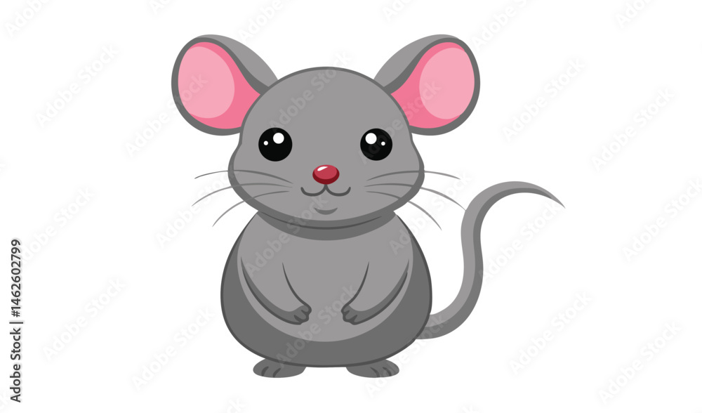 Fototapeta premium Gray Mouse Standing Tall on Hind Legs