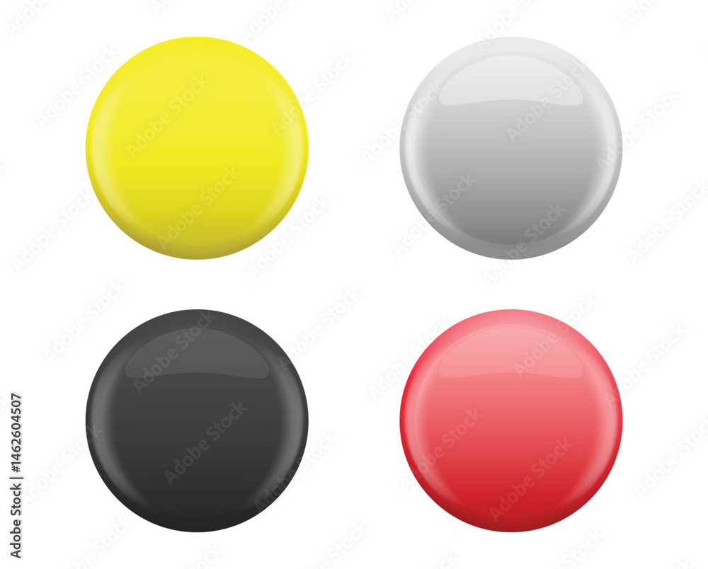 Realistic 3D Empty Blank Circle Badge Set Vector Design Realistic 3D Empty Blank Circle Badge Set Vector Design