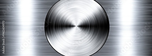 Polished Metal Disc on a Brushed Metal Background