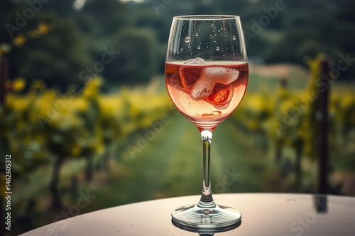 Obraz na płótnie Chilled Rosé Wine in Vineyard w salonie