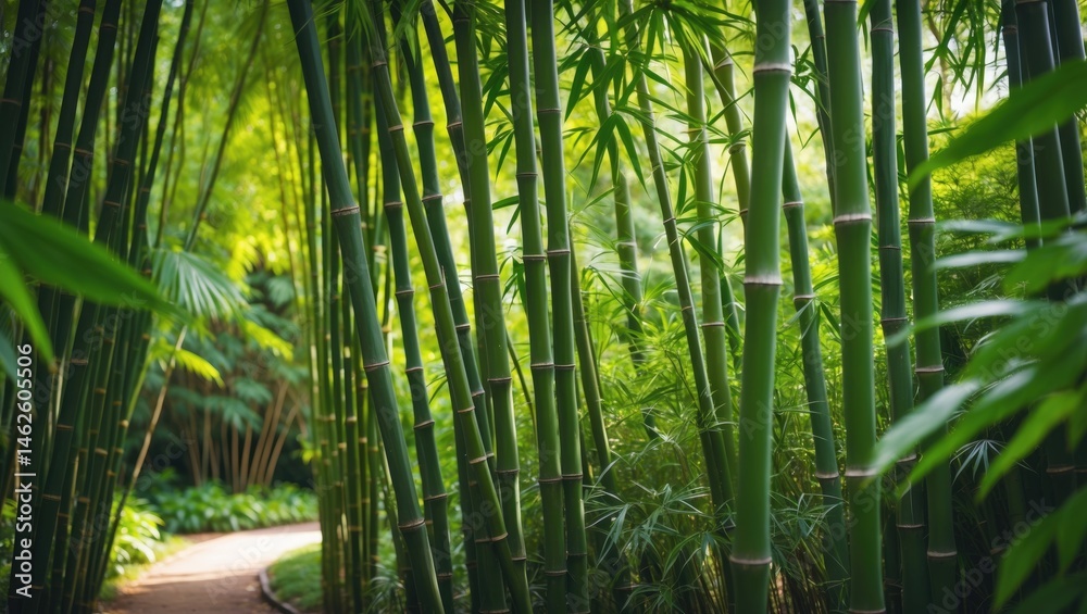 Obraz premium Bamboo trees gathered in a lush garden